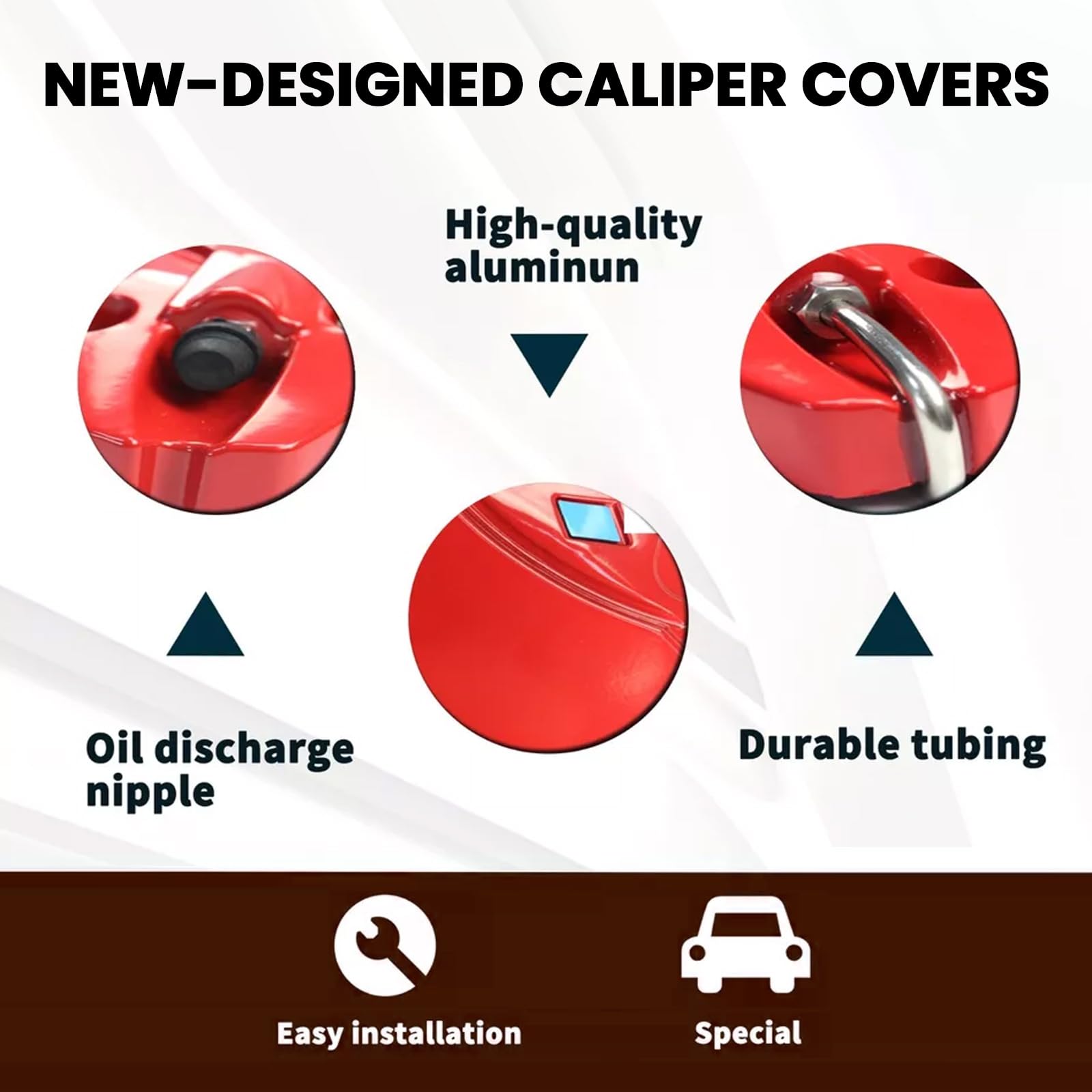 TESCYBERMODS Caliper Covers Compatible with Tesla Cybertruck Accessories 2023,2024,Front and Rear Brake Caliper Covers Set of 4 for Cybertruck Pickup Truck Wheel Accessories(Red)