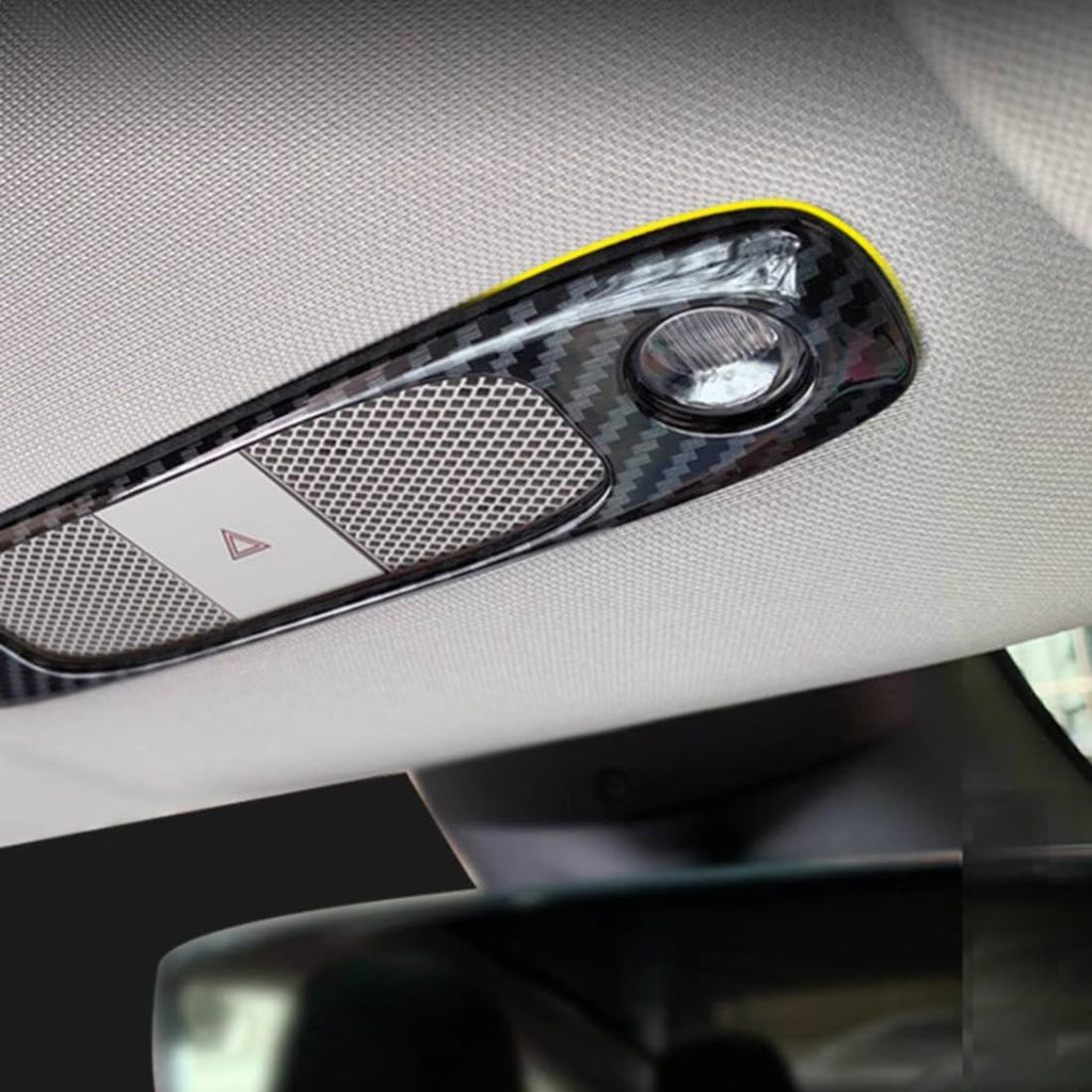 Melakee Reading Lights Trim Cover, Lights Panel Decorative Compatible with Tesla Model 3 Model Y, Reading Light Roof Frame Trim Cover Interior Light Cover Accessories, 2Pcs Carbon Fiber Pattern