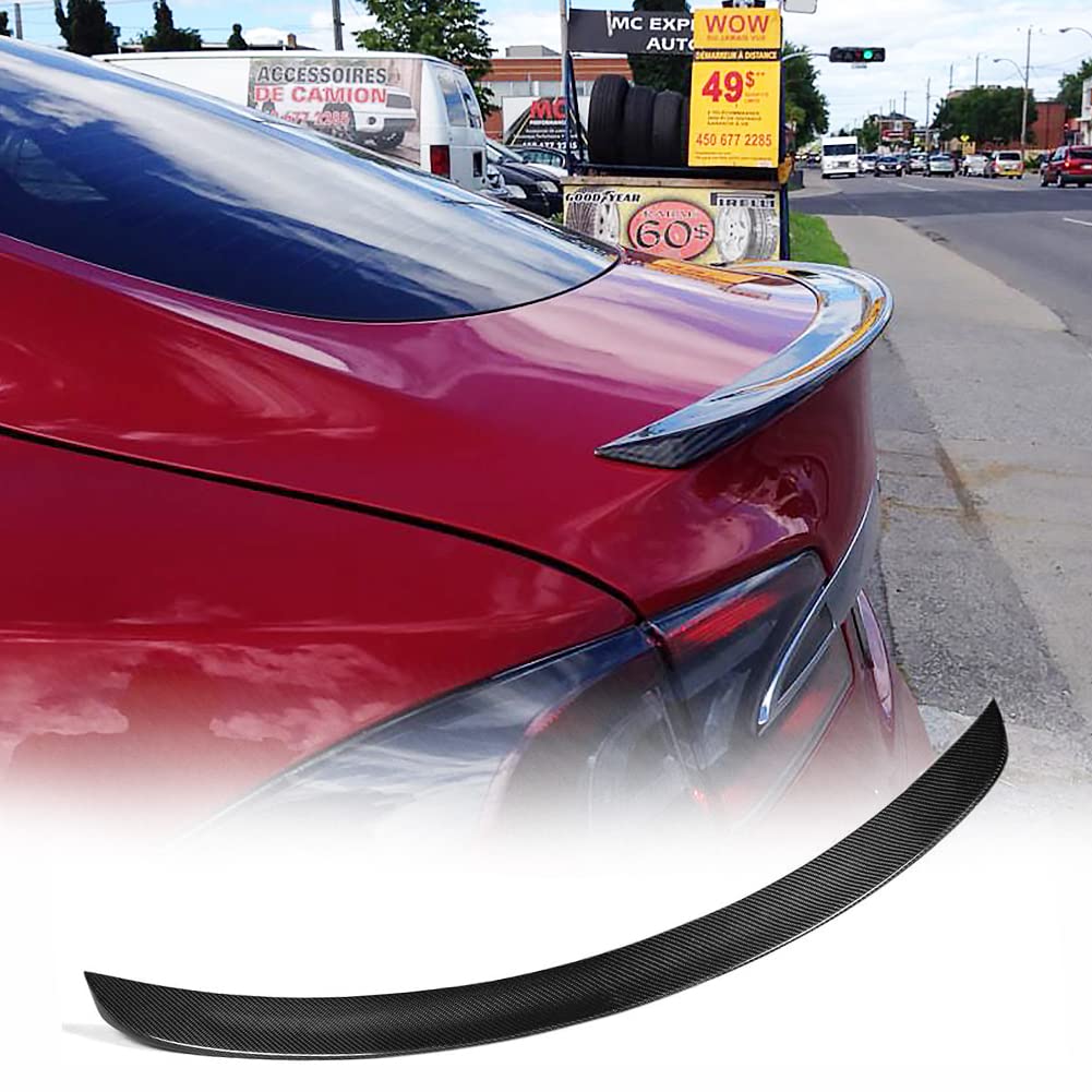 Model S Carbon Fiber Trunk Spoiler for Tesla Model S 2012-2025 P85 70D Base Sedan 4-Door Rear Spoiler Boot Lid High Kick Wing Lip Factory Outlet (Gloss Black)
