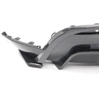 IKON MOTORSPORTS, Rear Diffuser Compatible with 2020-2024 Tesla Model Y, Carbon Fiber Print IKON Style PP Rear Bumper Lip Shark Fin Splitter Replacement 3PC, 2021