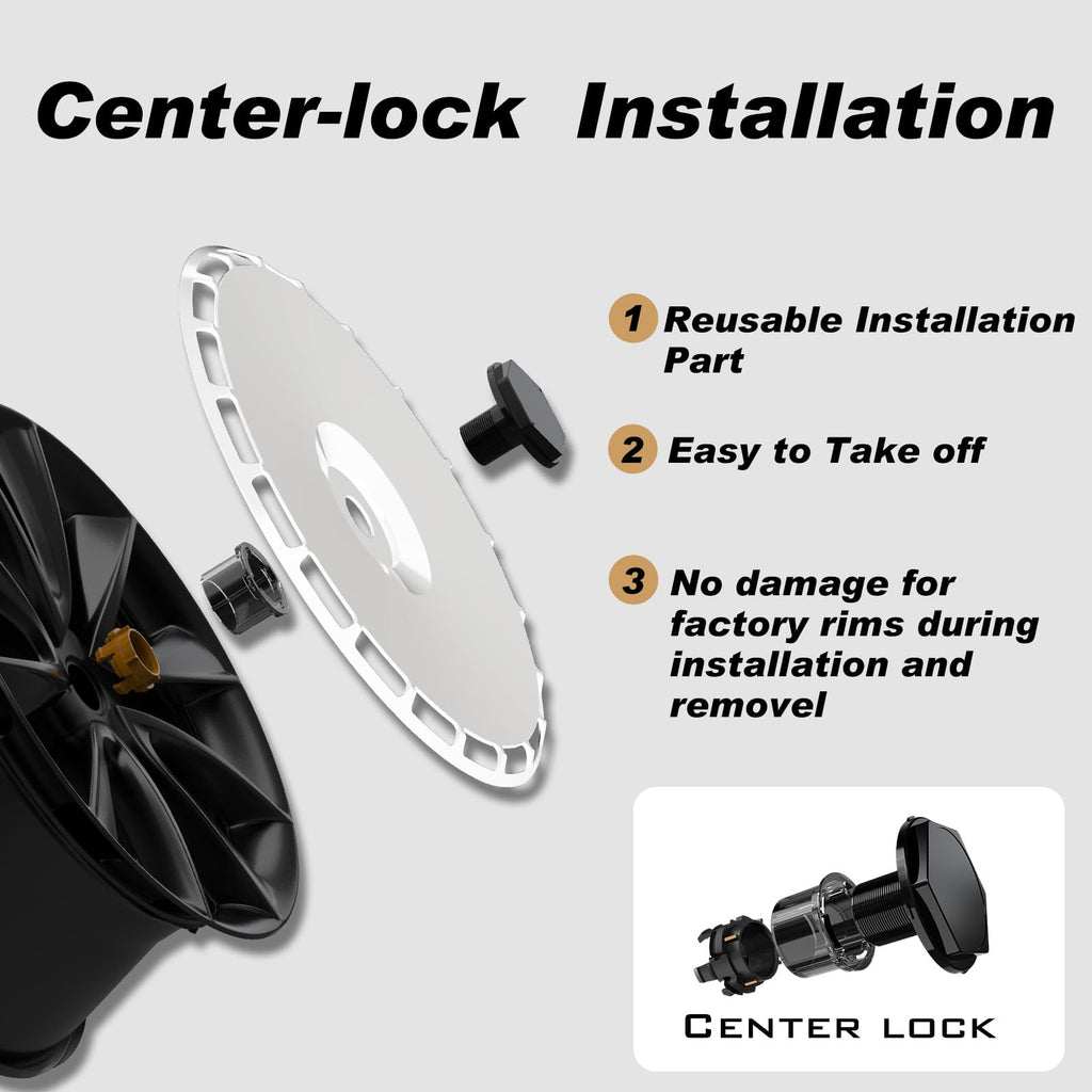 19 Inch Wheel Covers for Tesla Model Y Juniper Crossflow Wheels 2025, Centers Lock Installation Rim Protector, Full Coverage Hubcaps Exterior Accessories (White Ring, 4 PCS)