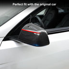 2PCS Side Mirror Covers for Juniper Real Carbon Fiber Redline Performance Style Side Mirror Caps for Model Y Juniper 2025.03+ (Glossy Black)