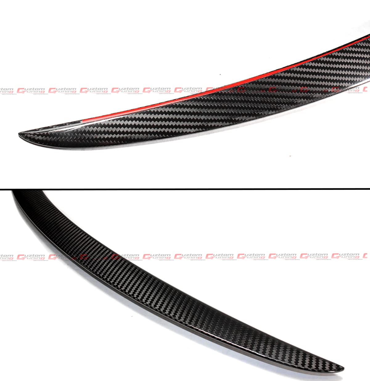 OE Plaid Style Real Carbon Fiber Trunk Spoiler Wing Compatible for 2021-2024 Tesla Model S All Models