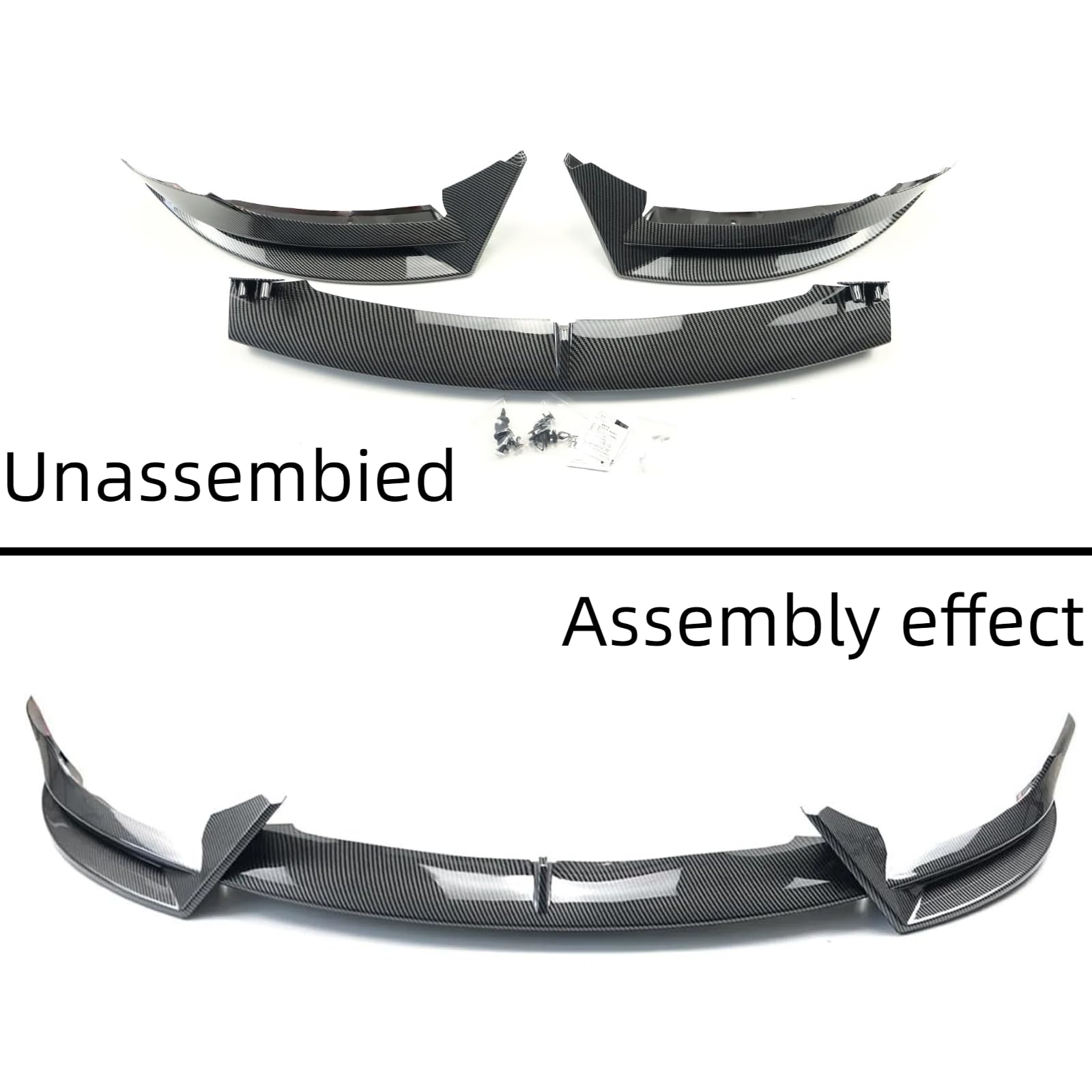 Front Bumper Lip 3Pcs Compatible with Tesla Model 3 2017-2023 Front Bumper Lip Splitter Spoiler (Carbon Fiber Print)