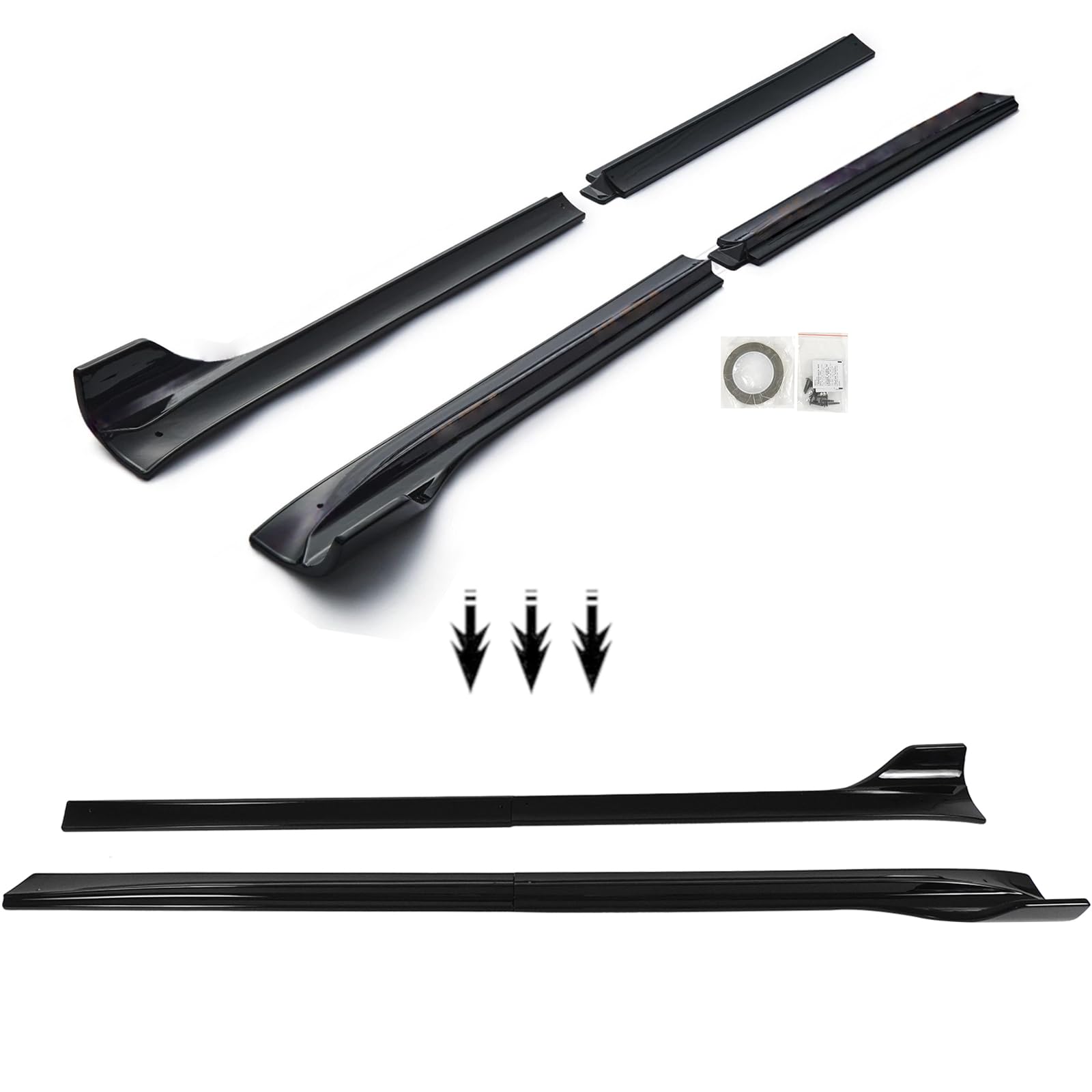 SKKYORO 4-Piece Side Skirt Extension Kit for Tesla Model Y 2020-2024, Gloss Black ABS Rocker Panel Splitter