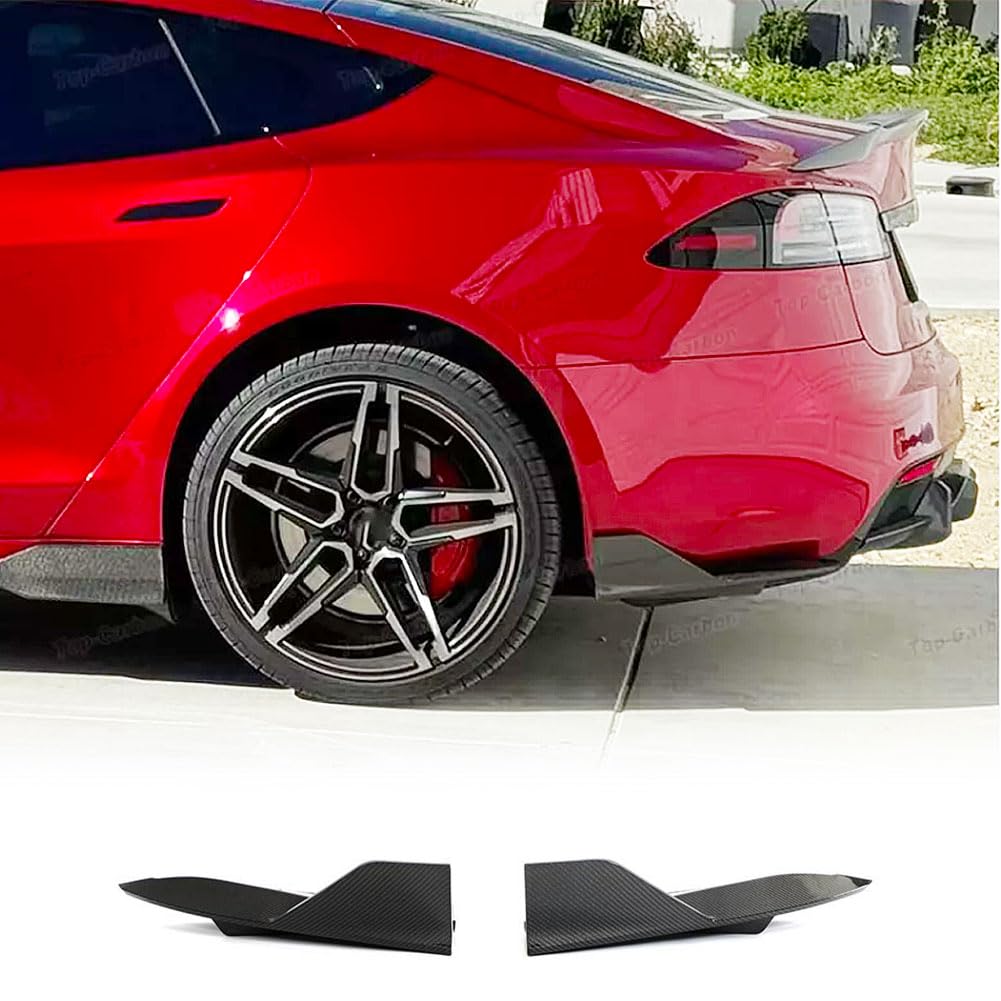 MCARCAR KIT Real Carbon Fiber Rear Bumper Splitters for Tesla Model S Plaid 2021-2023 Sedan 4 Dor Rear Bumper Fins Bumper Canards CF Factory Outlet