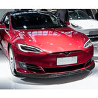 HK5 9pcs Combo Front Bumper Body Kit Lip + Side Skirt Extensions Diffuser Compatible with 2016-2020 Tesla Model S 2017 2018 2019 (Painted Carbon)