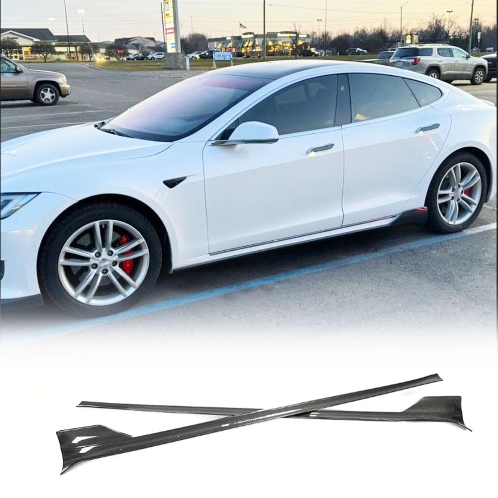 MCARCAR KIT Real Carbon Fiber Side Skirts for Tesla Model S Plaid 2021-2024 Under Door Rocker Panels Valance Extension Lip Factory Outlet
