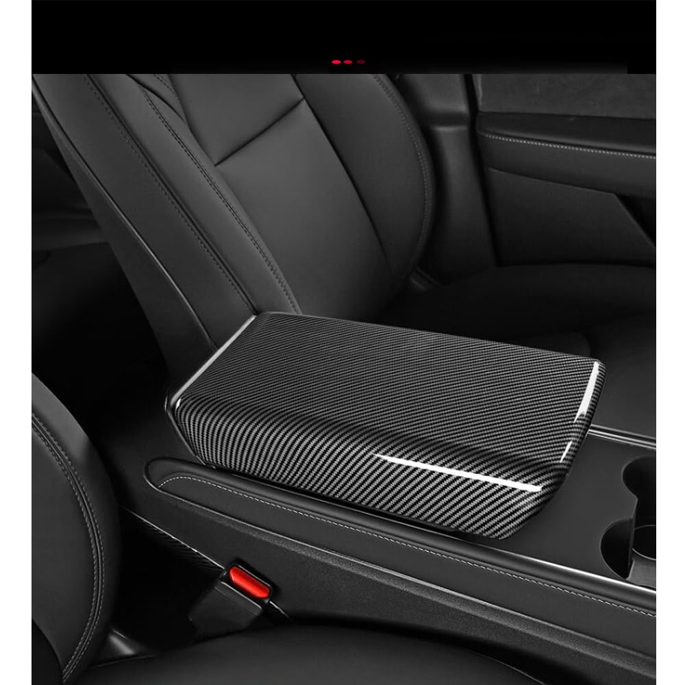 StarYtbl Center Control Armrest Cover for 2021-2023 Model 3 and 2020-2024 Model Y, Tesla Arm Rest Cover is Made of ABS Material with Carbon Fiber, Not TPE Or Leather (Bright Carbon Fiber Pattern)