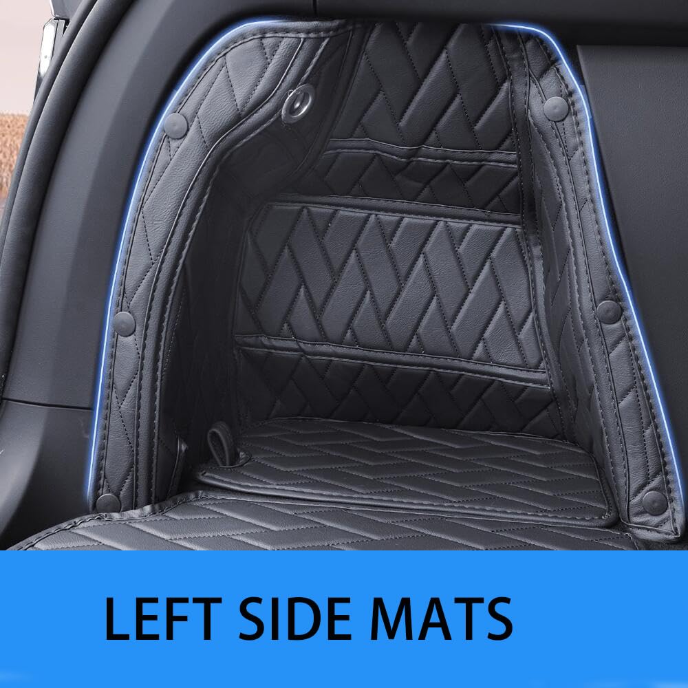 Car Trunk Mat for Tesla Model X 6/7 Seater 2016-2021(2022-Current DO NOT FIT) Full Coverage Trunk Cargo Mat All Weather Rear Cargo Liner Heavy Duty (Black with Black Stitching