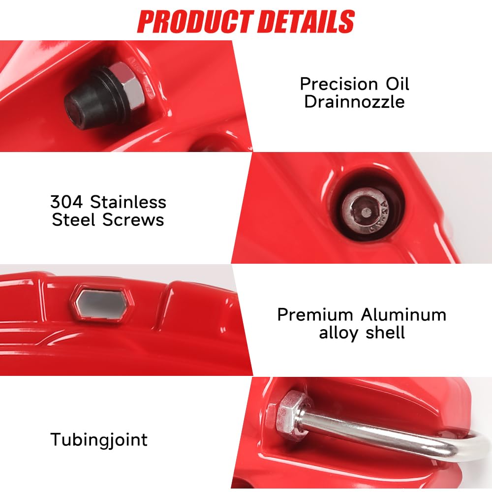 Brake Caliper Covers Compatible with Tesla Model Y Juniper 2025-2026, 19 20 inch Front and Rear Brake Wheel Hub Brake Caliper Covers 4 Pcs For Model Y Juniper Accessories Red