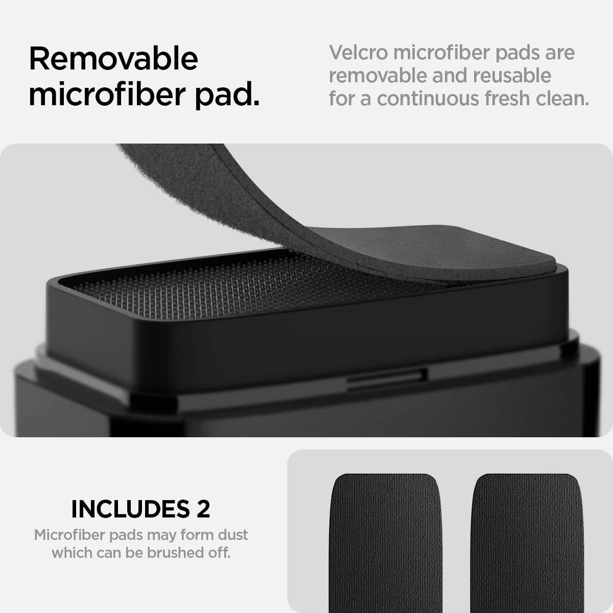 Spigen EZ Slide & Brush Screen Cleaner for Tesla Model Y 2025/26 (Juniper) & 3/Y/S/X/Cybertruck and Screens, Phones, Laptops, Tablets - No Solution Needed (Extra Microfiber Pad Included) [Black]