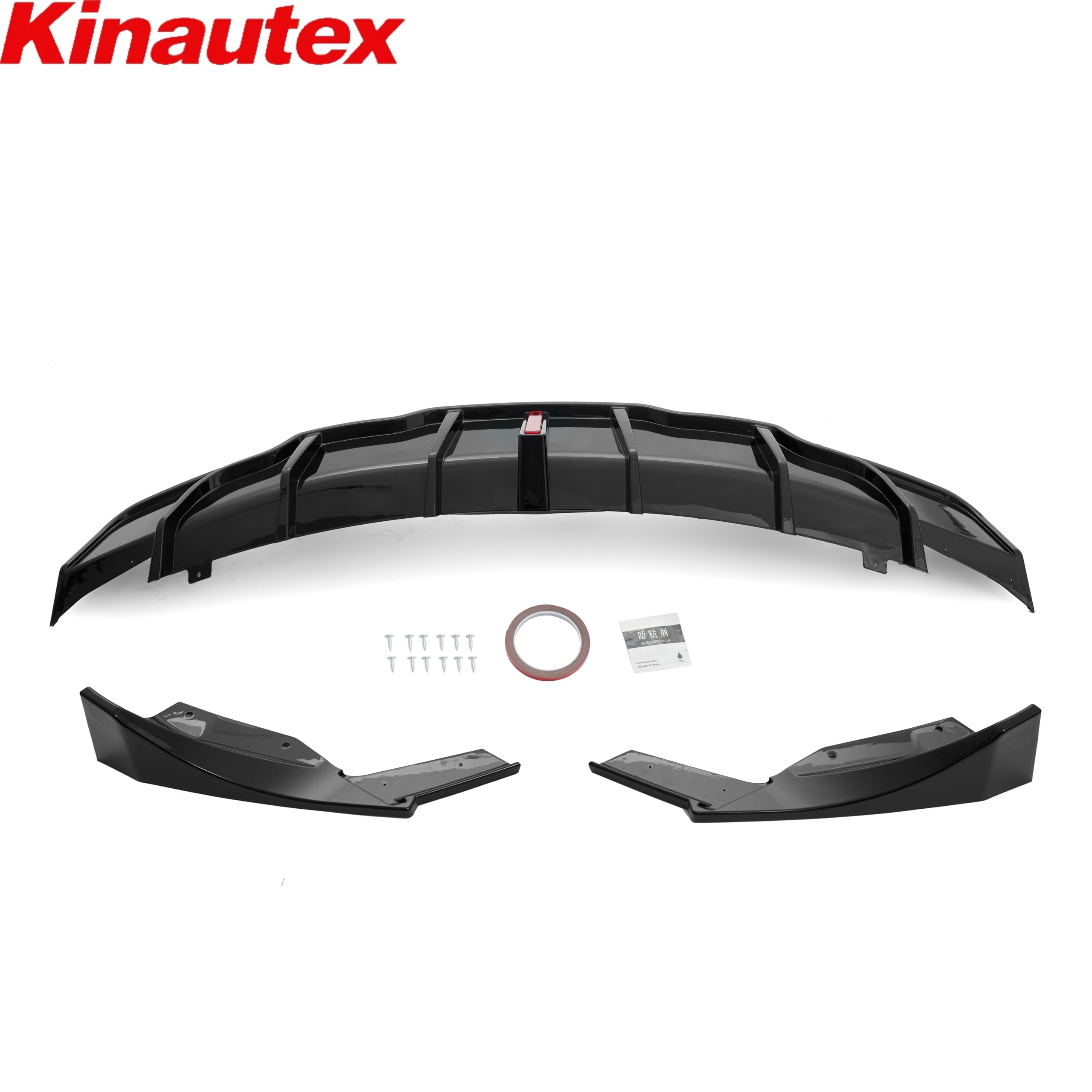 Kinautex Rear Rear Bumper Diffuser Lip Splitter Spoiler for 2017-2023 Tesla Model 3 Led Light Style