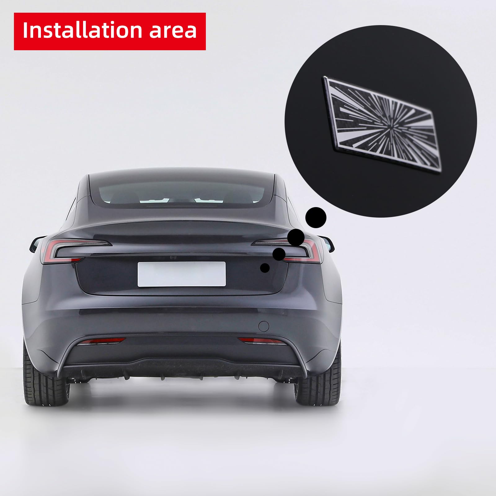 BETTERHUMZ Plaid Performance Decal Sticker Compatible with Tesla Cybertruck Model 3 Y X S Roadster Highland Carbon Fiber Car Rear Trunk Trim Exterior Accessories (Black)