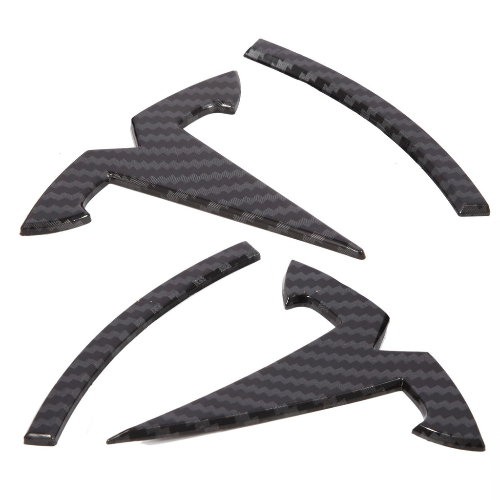 Nanaholy Model Y Accessories for Tesla 2024 2023 2022 2021 2020 Emblem Sticker 2PCS/Set Logo Decal (Black- Carbon Fiber Pattern)