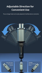 GXY KIT 3 in 1 Retractable Car Charger Adapter & FM Transmitter Bluetooth Mp3 Player- Max 65W + 18W with 2 PD Fast Charging,2 Retractable Cables & USB-A Music Playback for iPhone,iPad,Samsung,Pixel