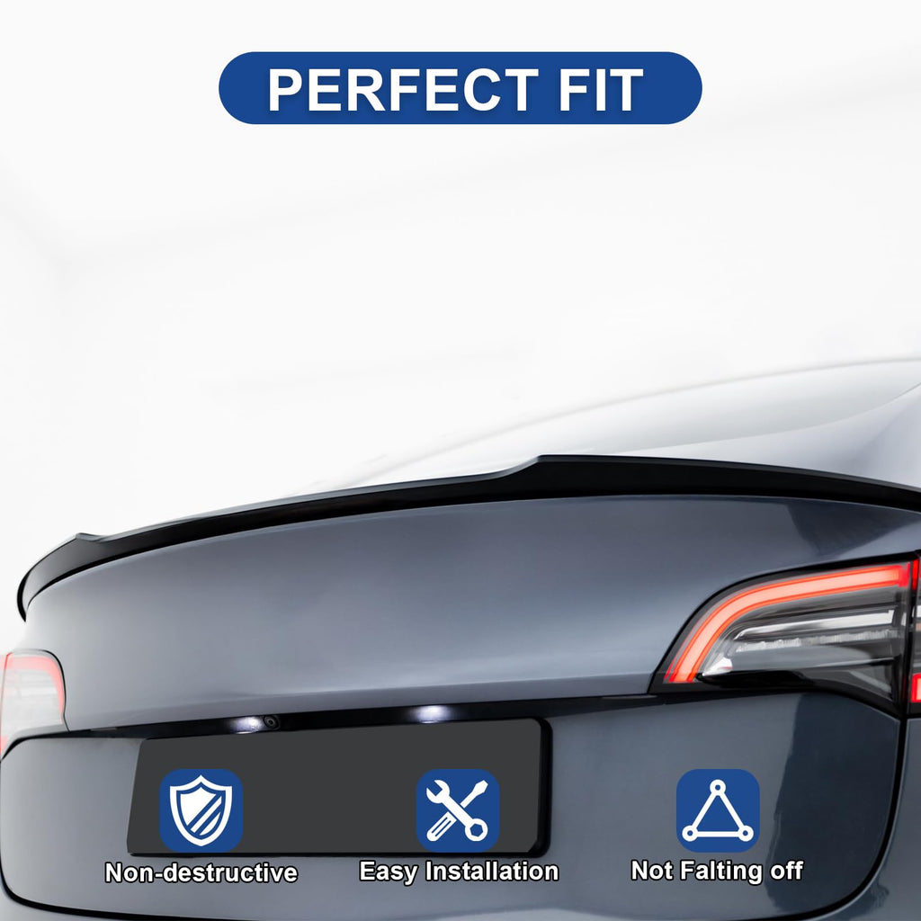 BDBO Spoiler for Tesla Model 3 2016-2022 Wing Rear Spoiler Trunk Tail Rear Trunk Lid,M4 Style Matte Black Style Performance,Model 3 Accessories