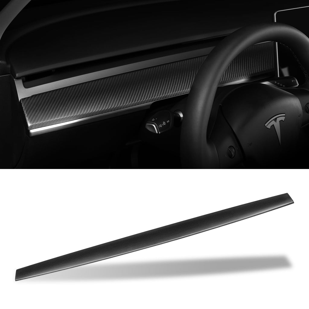 Leeiion Dashboard Cover Trim Real Carbon Fiber for After 2023.5 Tesla Model 3&Y Dashboard Wrap 3K Toray Dry Carbon Fiber Interior Decoration Compatible with Tesla Model 3&Y (Matte)