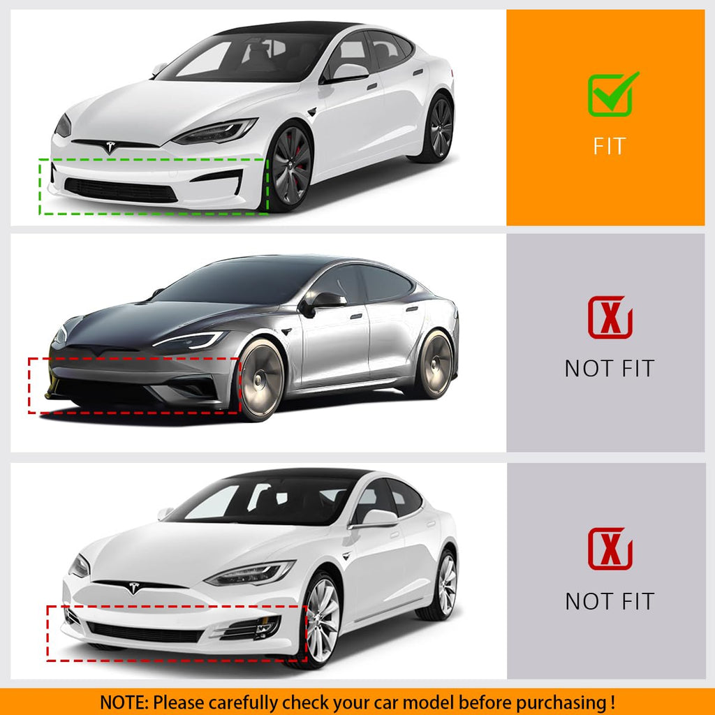 2021-2025 Tesla Model S - Front Bumper Lip Spoiler, Fits all 2021-2025 Tesla Model S, PP Black with Carbon Fiber Print Track Pack Style Add-on Front Splitter Air Dam Chin Protector, (3 Piece) -$77.98s