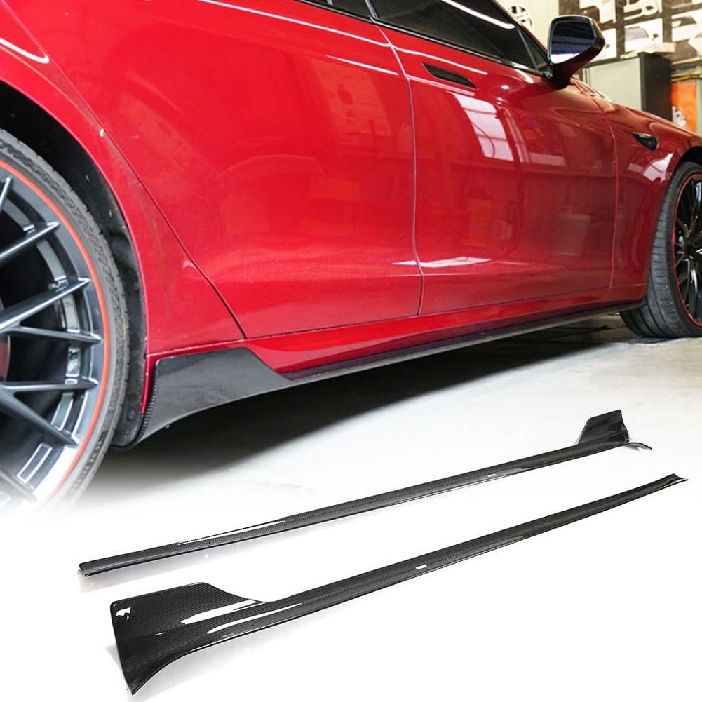 MCARCAR KIT Real Carbon Fiber Side Skirts for Tesla Model S Plaid 2021-2024 Under Door Rocker Panels Valance Extension Lip Factory Outlet