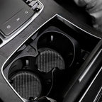 BESULEN Car Cup Holder Coaster, 2 PCS Carbon Fiber Non-Slip Embedded Coasters, Universal 2.75 Inch Cup Holder Insert Coaster Pad, Sports Racing Durable Drink Mat, Car Interior Accessories