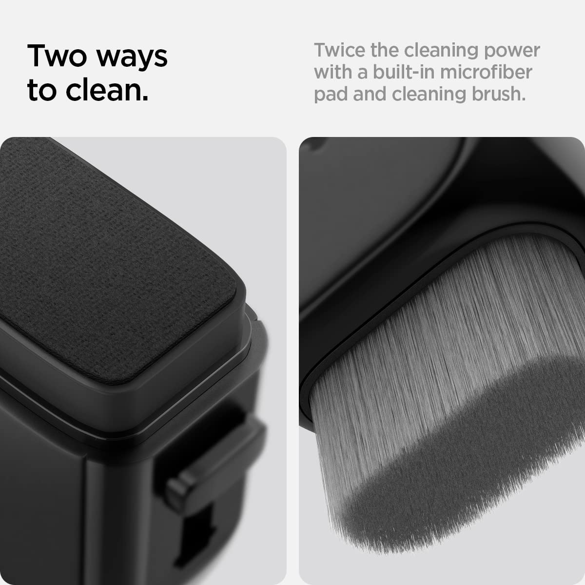 Spigen EZ Slide & Brush Screen Cleaner for Tesla Model Y 2025/26 (Juniper) & 3/Y/S/X/Cybertruck and Screens, Phones, Laptops, Tablets - No Solution Needed (Extra Microfiber Pad Included) [Black]