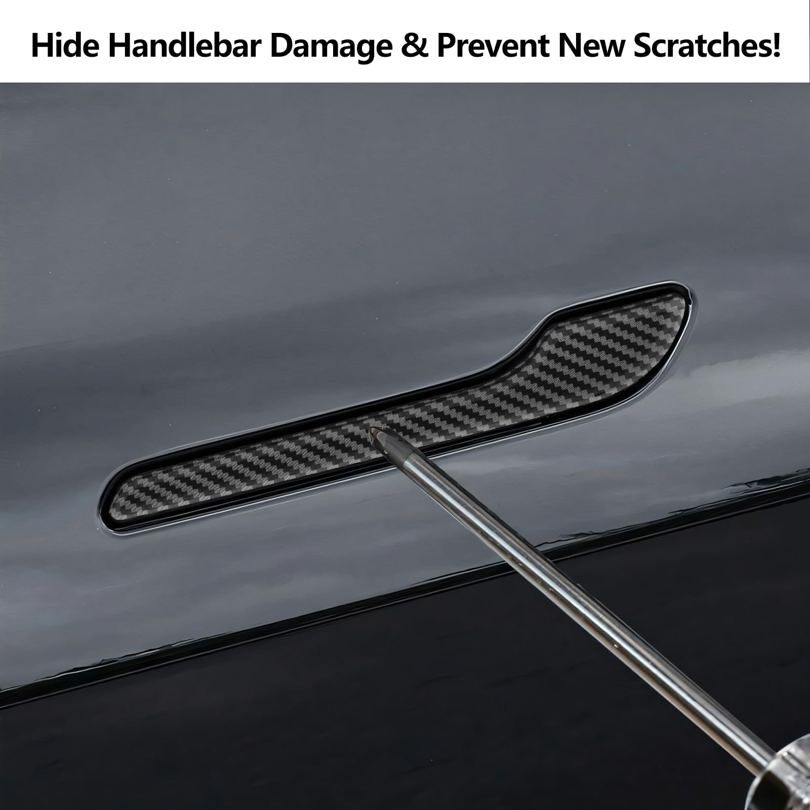 4PCS Tesla Model 3/Y Door Handle Cover Set (2017-2025) Highland & Juniper Compatible, Car Door Handle Sills Protection Wrap Exterior Accessories, Carbon Fiber 3D Sticker