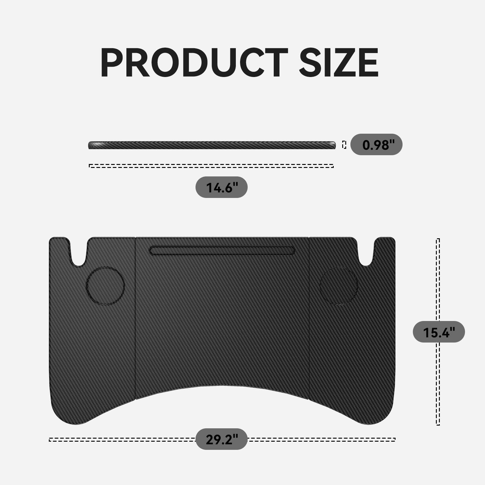 YONZEE Foldable Desk Food Tray (Carbon Edition) for Tesla Model Y Juniper Model 3 - Upgraded Table with Support Leg for Dining, in-Car Work, Travel and Outdoor (2 Pack)