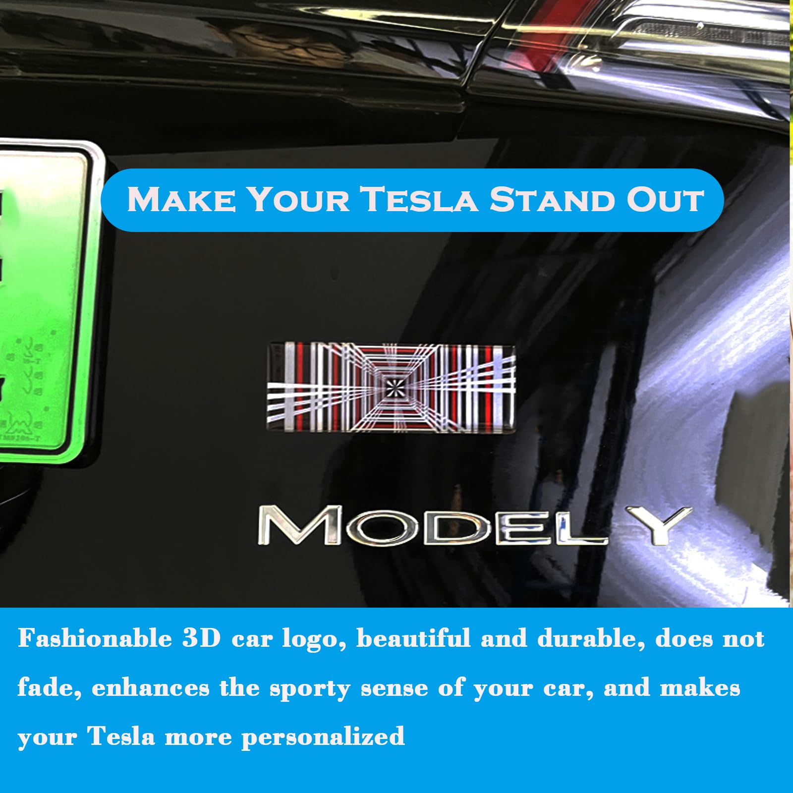 YHCDSEA Dual Motor Badge Emblem Sticker Plaid Decor Compatible for Model 3 Y X S Accessories (A-Plaid)