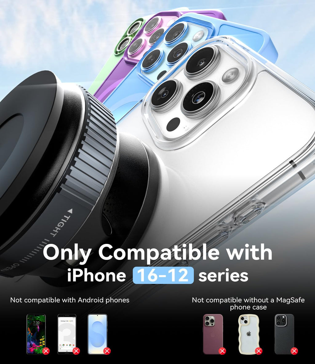 ALAFLY 15W for MagSafe Car Mount Charger, Magnetic Wireless Car Phone Holder for iPhone 17 16 15 14 13 12 Pro Max, 360° Adjustable iPhone Charger for Car with USB C Car Charger Adapter