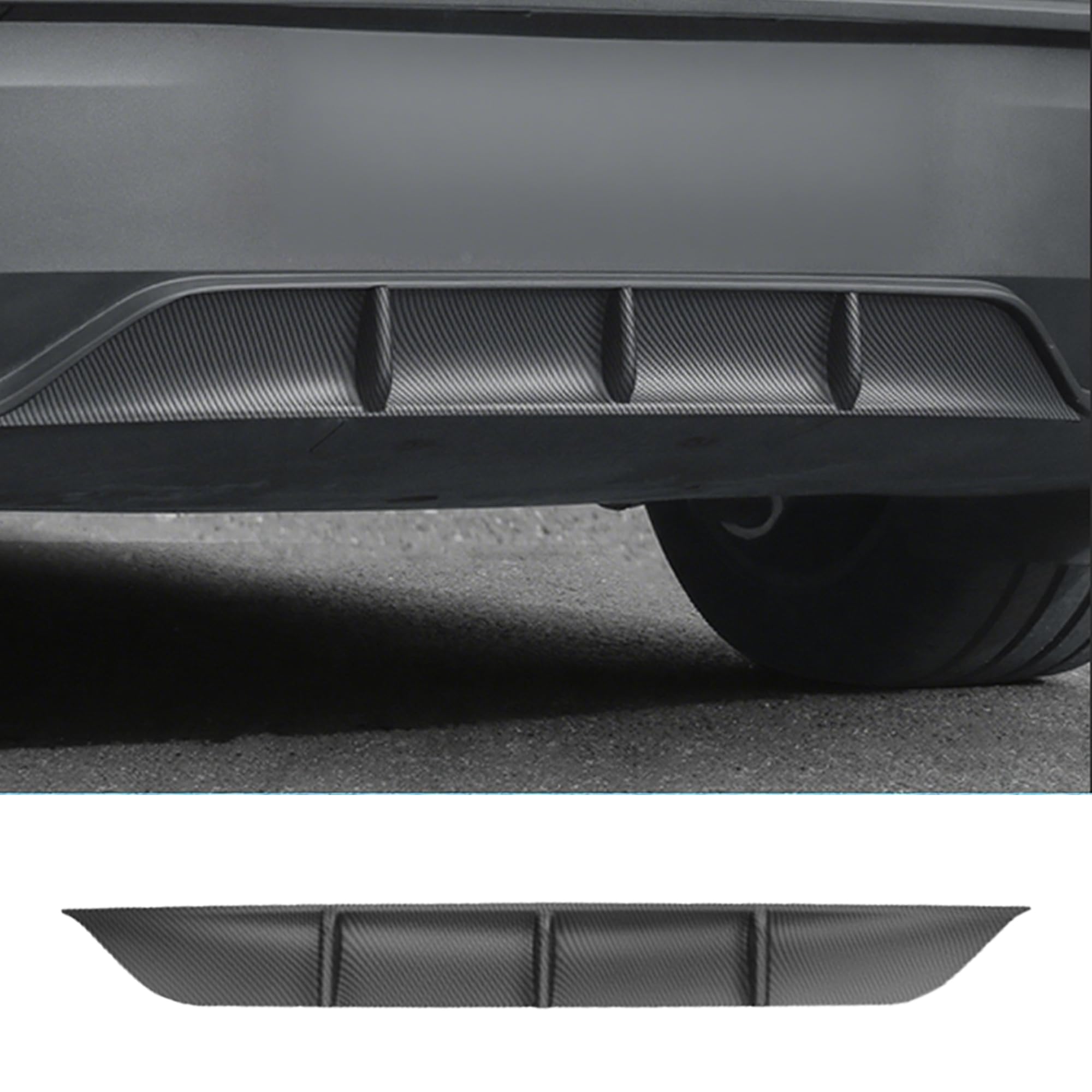 Rear Diffuser for Telsa Model Y Juniper 2025-2026 Without Drilling，Trunk Decoration Accessories Model Y Juniper Rear Bumper Molding Protector Lip Made of PP Material (Matte Carbon Fiber)