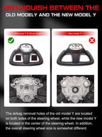 TESFEEL Heated Yoke Steering Wheel for Tesla Model 3 2017–2023, for Tesla Model Y 2020–2024, Black Nappa Leather with Red Center Stripe, Hand-Stitched, 1:1 Factory Fitment