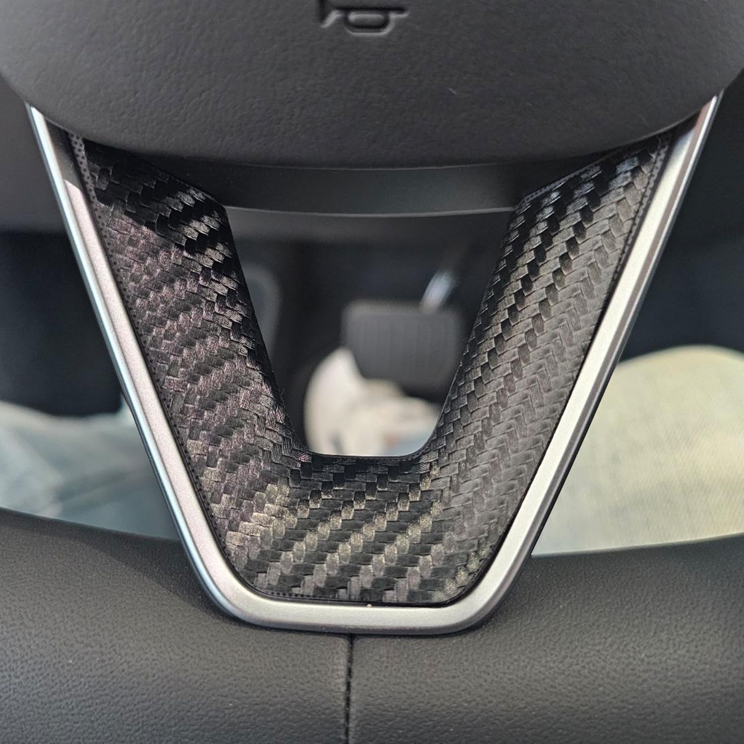 skoko Tesla Model Y Juniper 2025 Release Steering Wheel Trim Carbon Fiber Protector Wrap Cover 1 Set, Including Button Area Protection, Perfect Protection, Stickers