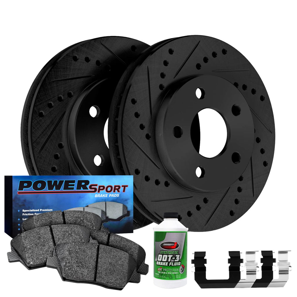 Power Sport Brake Kit For2017-2022 Tesla 3; 2020-2022 Tesla Y| Drilled and Slotted Brake Rotors| Ceramic Brake Pads and Rotors Kit|Hardware included
