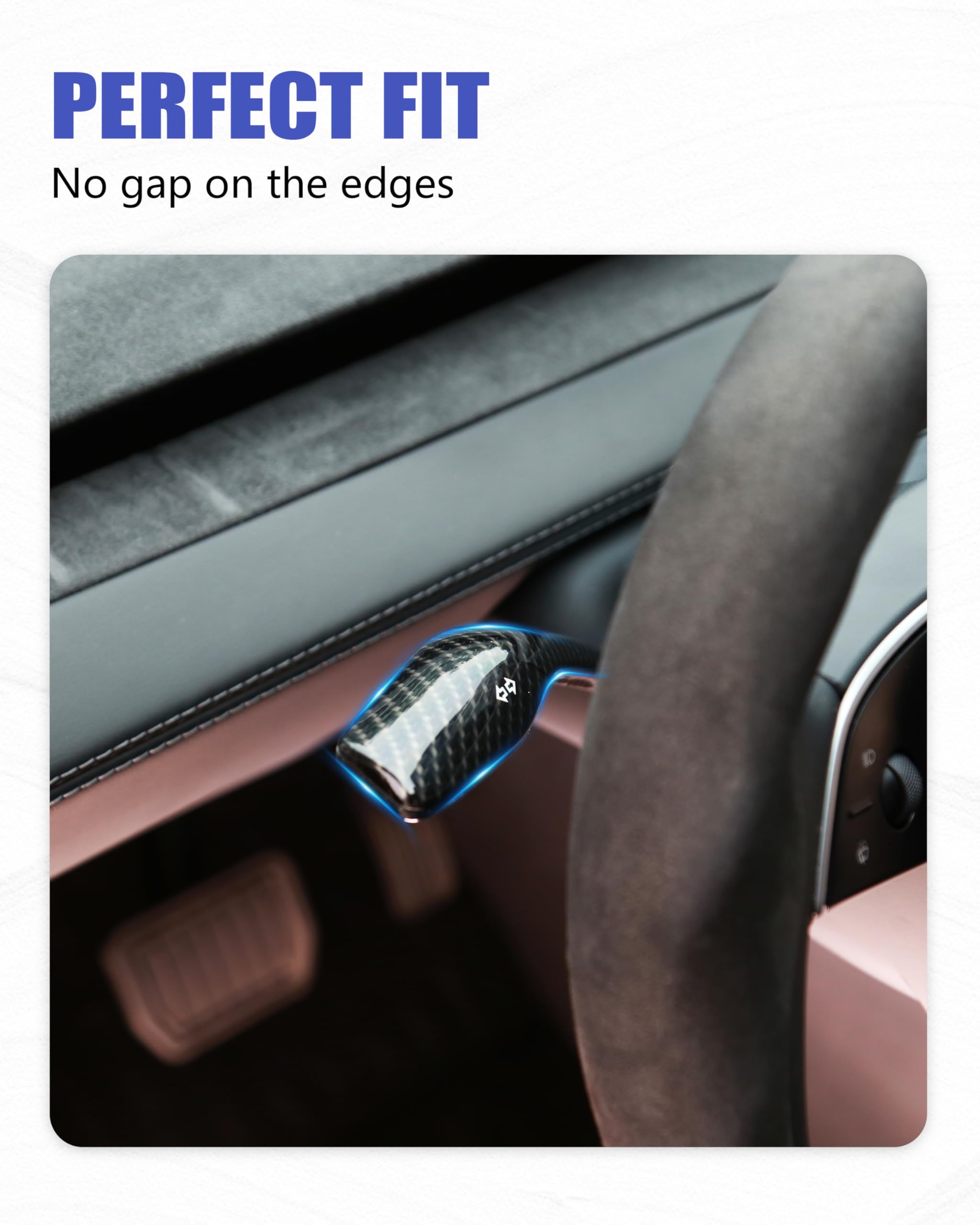 ZQULOYO Carbon Fiber Steering Column Lever Cover for Tesla Model Y Juniper 2025-2026, Interior Trim Upgrade