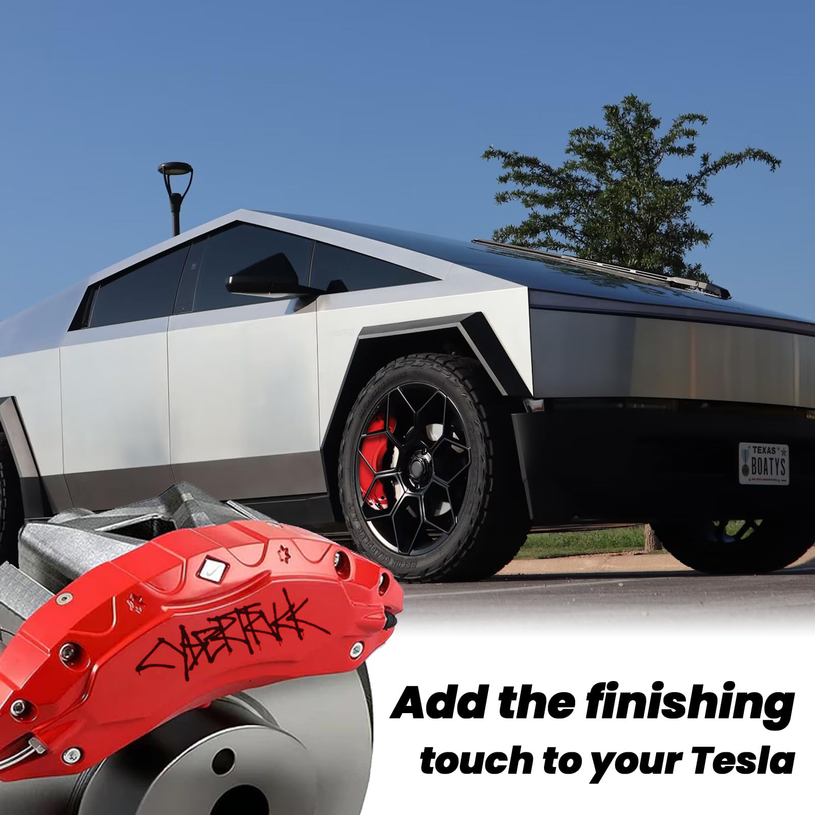 TESCYBERMODS Caliper Covers Compatible with Tesla Cybertruck Accessories 2023,2024,Front and Rear Brake Caliper Covers Set of 4 for Cybertruck Pickup Truck Wheel Accessories(Red)