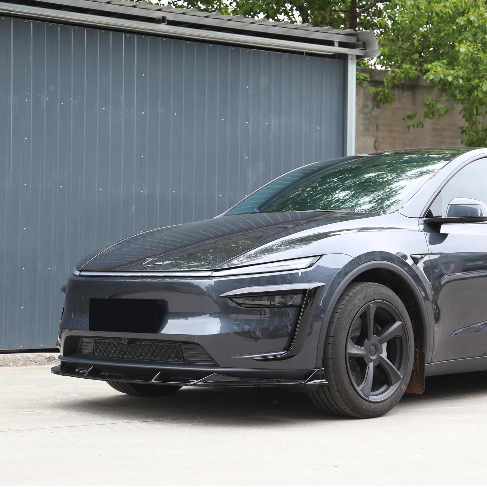 EVBASE Front Lip Spoiler for Tesla Model Y Juniper 2025+, Gloss Black Bumper Splitter Body Kit Upgrade