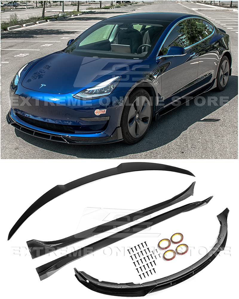 Performance Track Style Full Body Kit for Tesla Model 3 2017-2023, Front Lip, Side Skirts and Rear Wing
