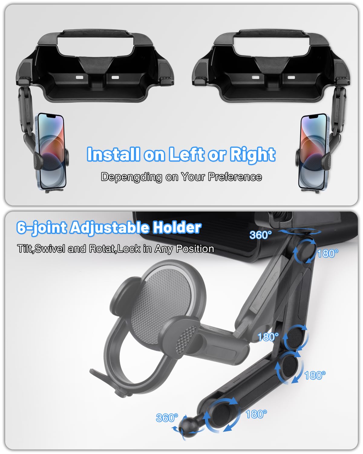 Shademax Under Screen Storage Tray with Phone Holder for Tesla Model 3/Model Y 2025 2024 2023 2022 2021 Center Console Organizer Storage Box Waterproof ABS Model 3 / Y Accessories Black 1PCS