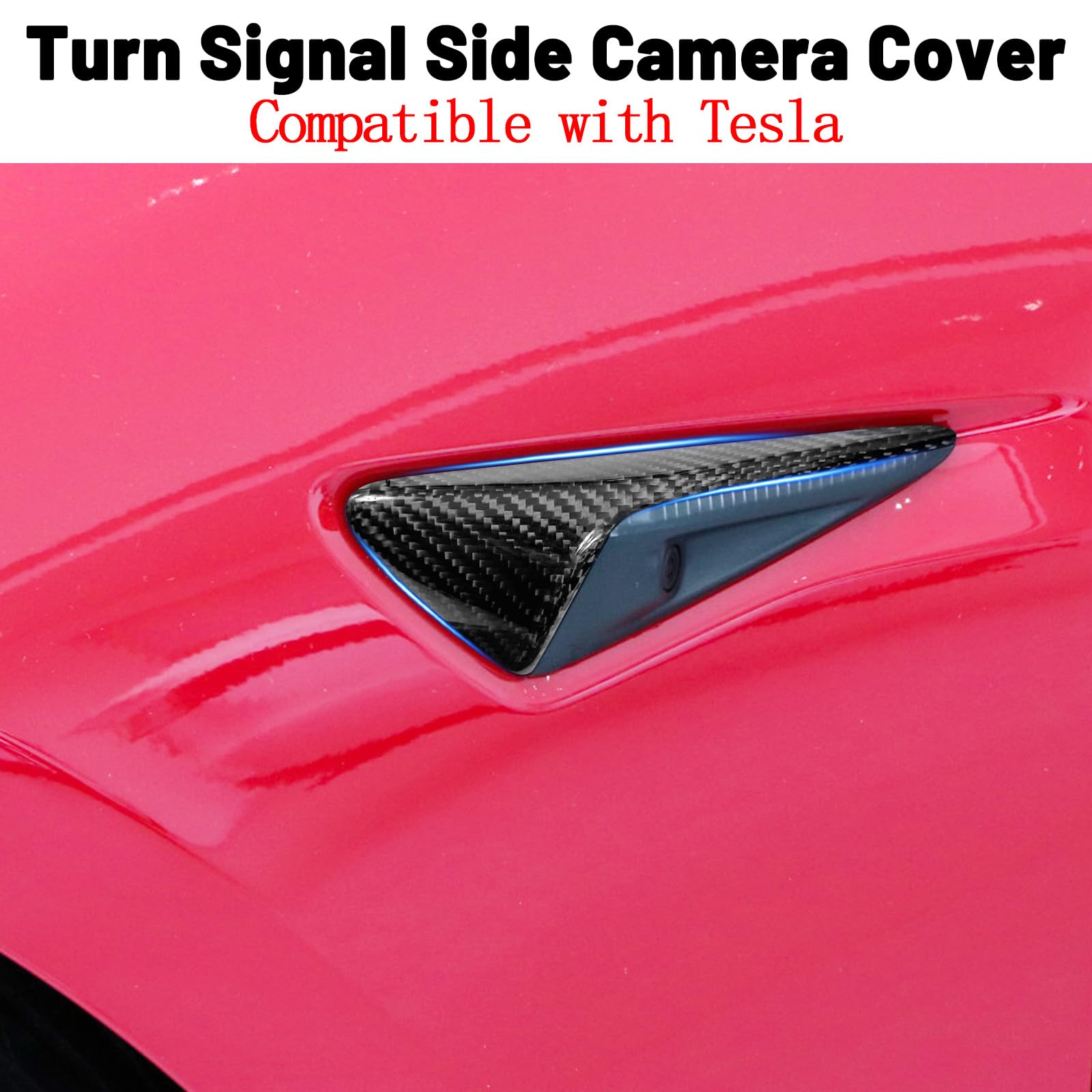 BLAKAYA HW4.0 Carbon Fiber Turn Signal Side Camera Covers for Tesla Model 3 2017-2023 & Model Y 2020-2023
