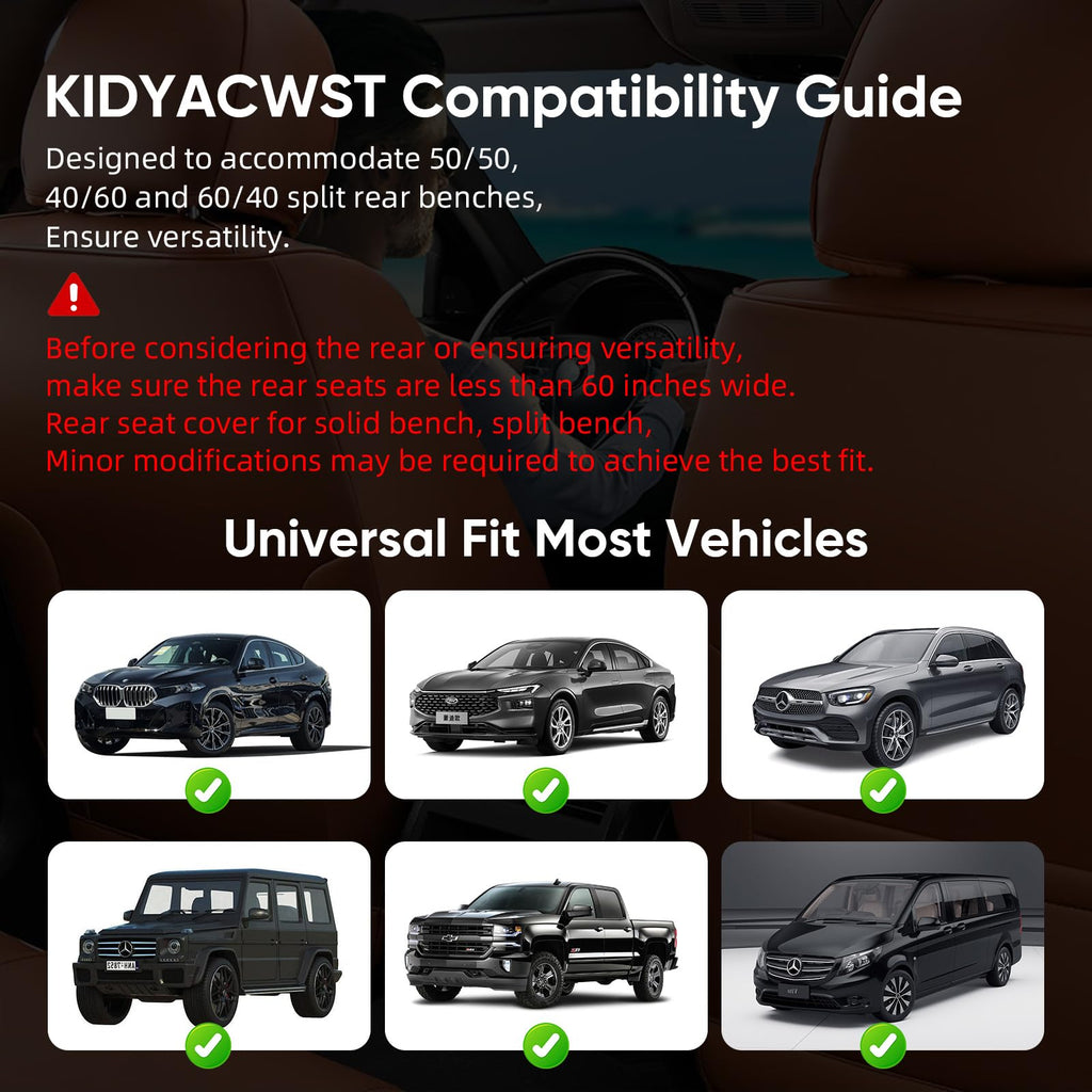 KIDYACWST Auto Car Seat Covers Accessories Full Set Leather Cushion Protector Breathable Waterproof Seat Cover for Cars Universal Fit (Brown, Front Pair and Rear)