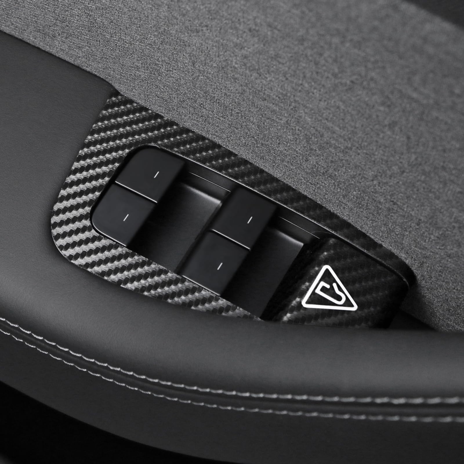 BETTERHUMZ Window Switch Panel Cover for Tesla Model Y Juniper 2025, Suede Carbon Fiber Interior Trim