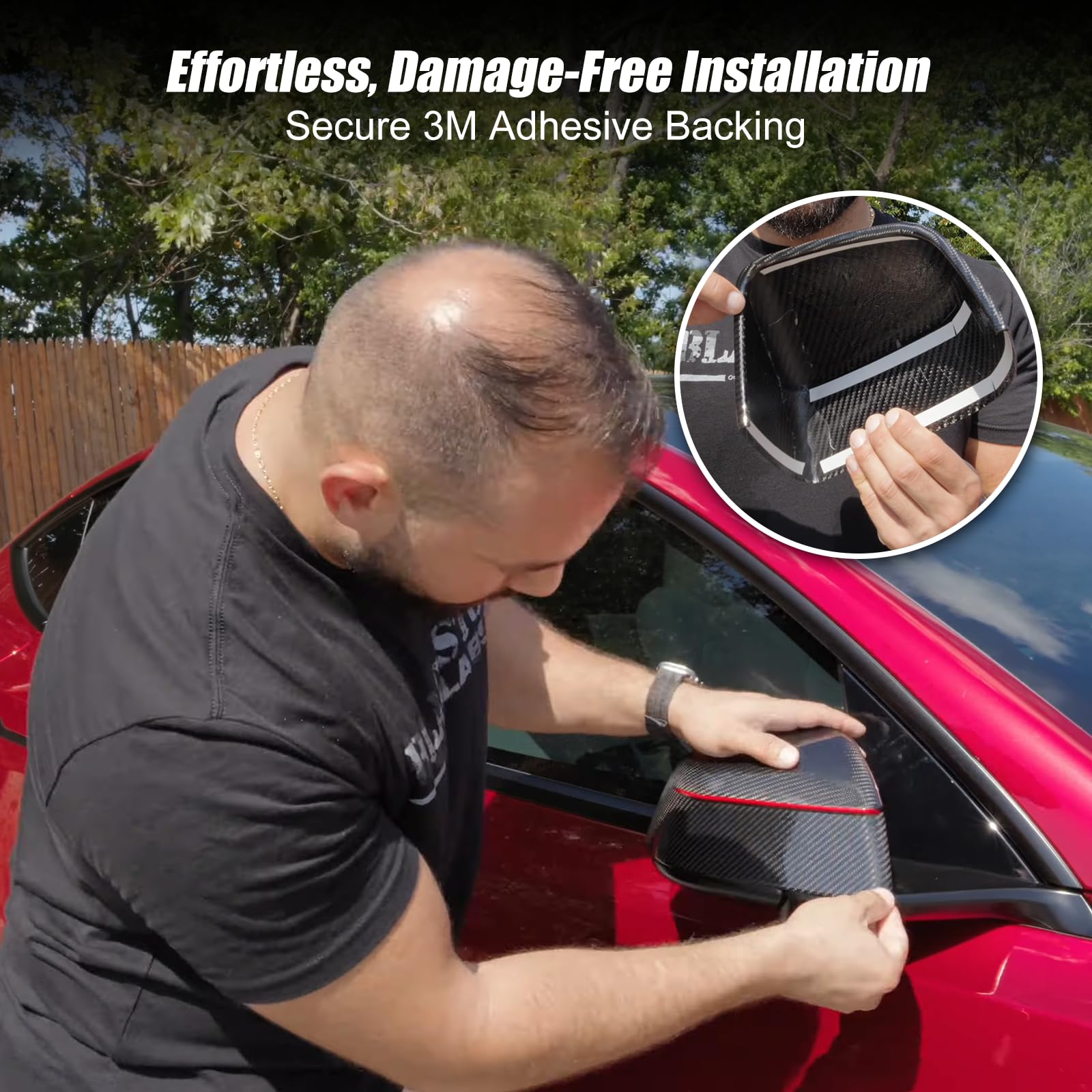 2PCS Side Mirror Covers for Juniper Real Carbon Fiber Redline Performance Style Side Mirror Caps for Model Y Juniper 2025.03+ (Glossy Black)