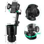 This Hill Car Cup Holder Expander Adjustable Base with Phone Mount 360° Rotation Cup Holder Cell Phone Holder for Car Compatible with iPhone All Smartphones