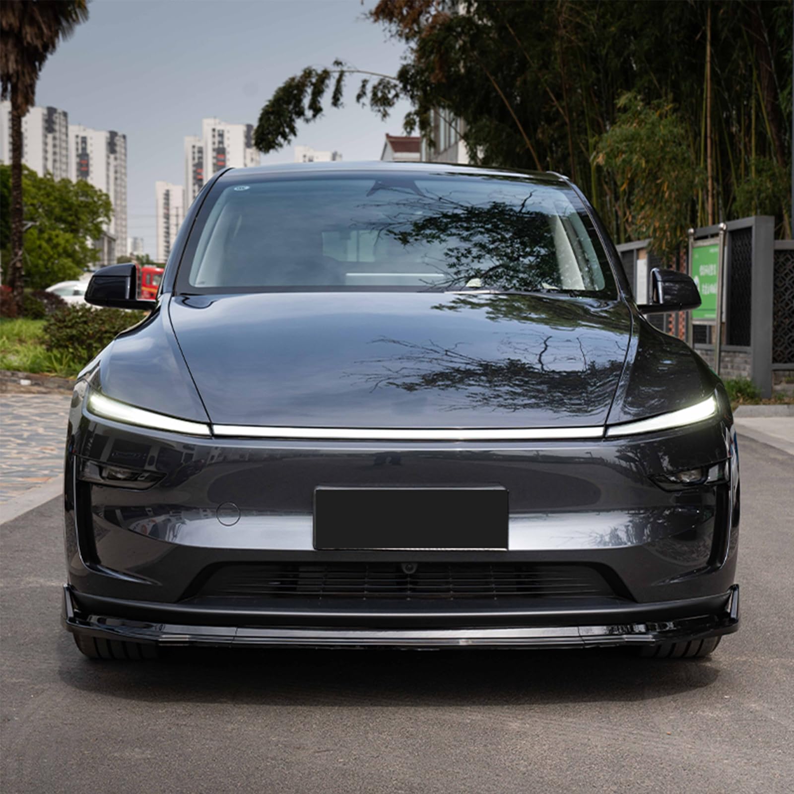 PFRREOR 3-Piece Front Lip Spoiler Kit for Tesla Model Y Juniper 2025, Gloss Black Lower Bumper Splitter