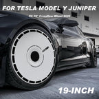 19 Inch Wheel Covers for Tesla Model Y Juniper Crossflow Wheels 2025, Centers Lock Installation Rim Protector, Full Coverage Hubcaps Exterior Accessories (White Ring, 4 PCS)