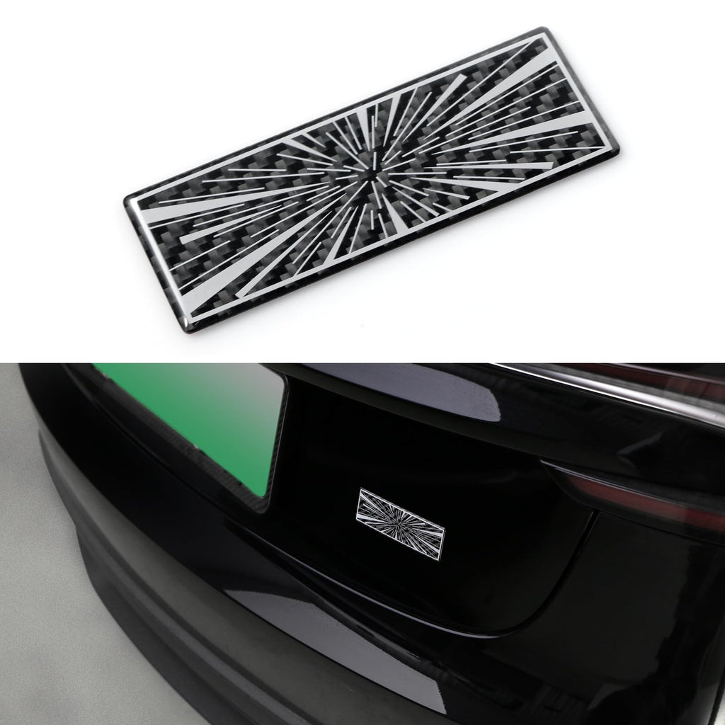 BETTERHUMZ Plaid Performance Decal Sticker Compatible with Tesla Cybertruck Model 3 Y X S Roadster Highland Carbon Fiber Car Rear Trunk Trim Exterior Accessories (Black)