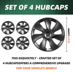 Tesla Model Y Wheel Covers, 19 Inch, 4-Piece Set, Matte Black ABS, Snap-in Installation, 2020-2024 Compatible