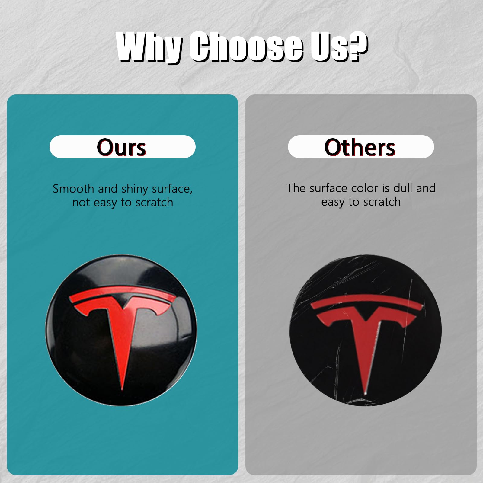 Wheel Cover Center Emblem Sticker for Tesla Model 3 Model Y Hubcaps Wheel Rim Cover Red Emblem & Gloss Black Background (4PCS) (Black& Red)