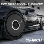 19 Inch Wheel Covers for Tesla Model Y Juniper Crossflow Wheels 2025, Centers Lock Installation Rim Protector, Full Coverage Hubcaps Exterior Accessories (Black Ring, 4 PCS)